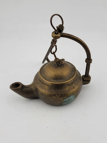 Rare 19th Century Antique European Brass Hanging Oil Lamp- Ships Lamp. Complete.