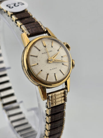 Vintage 1950's Ladies Mechanical Movado Alarm Watch. 24k Gold Plated. Working.