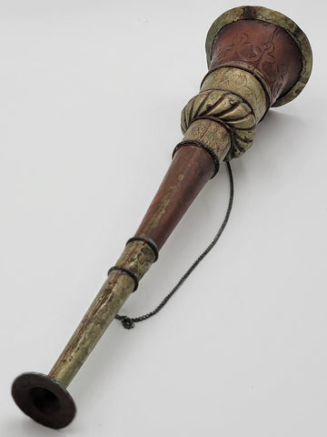 Rare 19th C Antique OOK Tibetan Buddhist Monastery Copper DungChen Instrument.