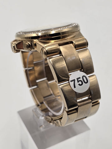 Michael Kors MK5386 Gold Tone Crystal Bezel Chronograph Watch 43mm Date