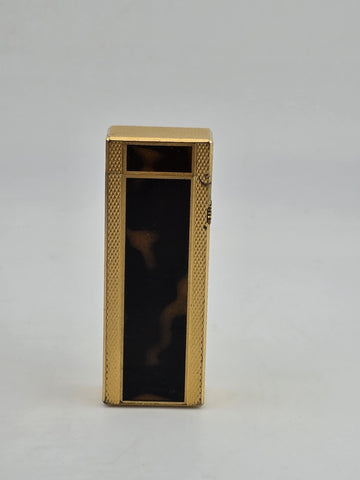 Rare Dunhill Square Lacquer Marble Roller Gas Lighter Gold Brown Swiss Made.