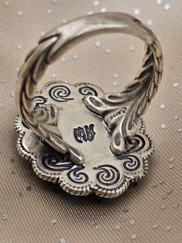 Vintage American West Sterling Silver Sleeping Beauty Turquoise Cluster Ring S10