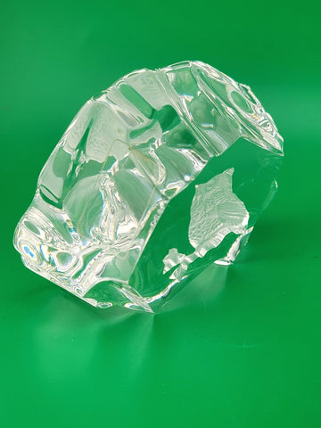 Rare Set Of 2 Mats Jonasson Owl And Crab MJ Sweden Art Glass Paperweights