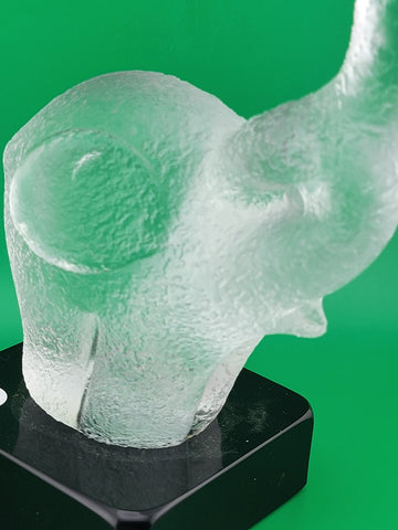 Rare Frosted Art Glass ELEPHANT Signed "Robla" Attributed to Archimede Seguso