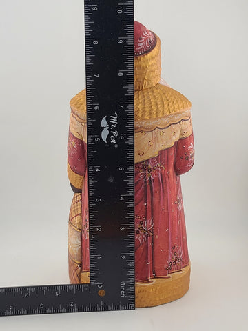 Ded Moroz Russian Hand Carved Wooden Santa Figurine Sergiyev Posad. Fluorescent.