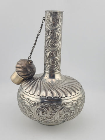 Antique Victorian Derby Silver Co Silverplate Decanter C1900 Chained Stopper
