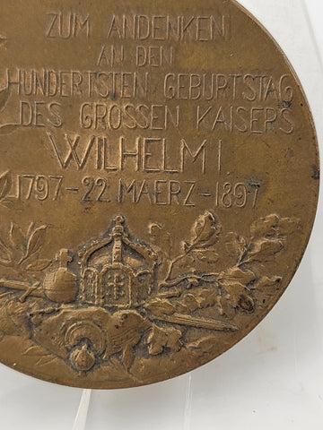 1897 GERMAN STATES PRUSSIA KING WILHELM I 100 Years Genuine Antique Medal