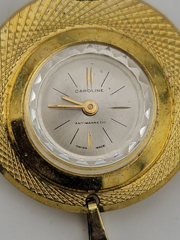 Rare Vintage Caroline 17 jewel pendant Swiss watch. Working Condition. No Chain