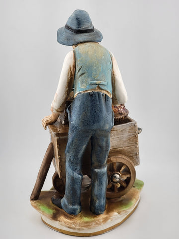 Vintage Norleans Japan Figurine Street Vendor Fruit Stand Man Girl Dog