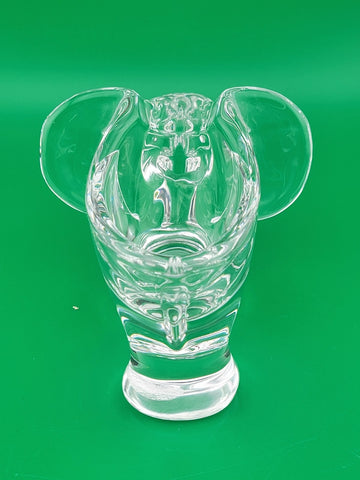 Vtg 1950s Art Vannes France Clear Crystal Elephant Pipe Holder-Marked on Base