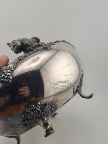 Rare Antique 19th C Victorian Squirrel Nut Silverplate Bowl. F. B. Roger 1181.