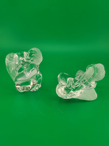 Pair Of Vintage Daum France Crystal Cherubs Angels Signed. Mint Condition Signed