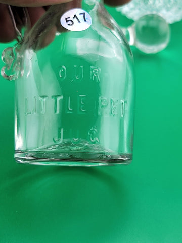 Antique Set Of 2 Cut Glass Perfume Bottle W Stoppers. 1 Czechoslovakia & 1 Jug.