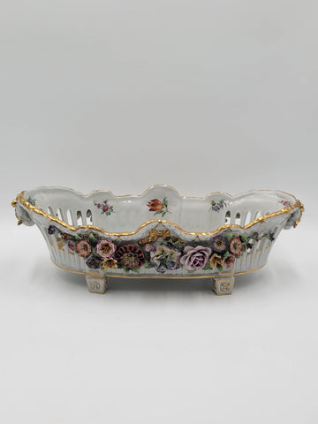 Antique 19th C Large Von Scheierholz German Porcelain Footed Center Bowl. Read.