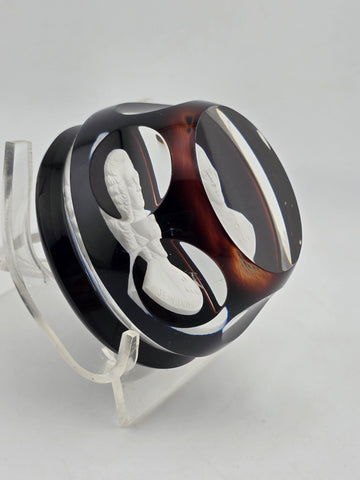 Vintage 1976 Baccarat Glass Sulphide Paperweight JEAN-JACQUES ROUSSEAU. Signed.