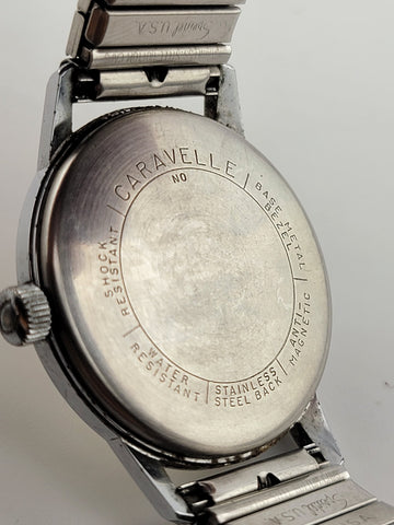 Vintage 1960's Caravelle BULOVA Mechanical Handwound Watch Stainless steel Works