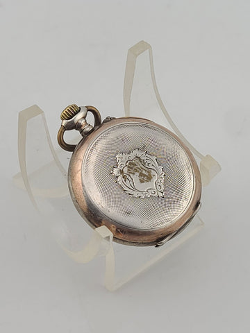 Rare Antique European 800 Silver Pocket Watch C1890 Enamel Dial 33mm. Working.