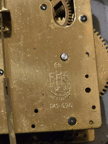 Antique Swedish Rococo Gold Gilt Wall Clock FHS Hermle Movement 1920s. Working.