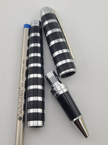 Vintage S.T. Dupont Paris Rollerball Pen 5JO4- B46 Black Silver Made France