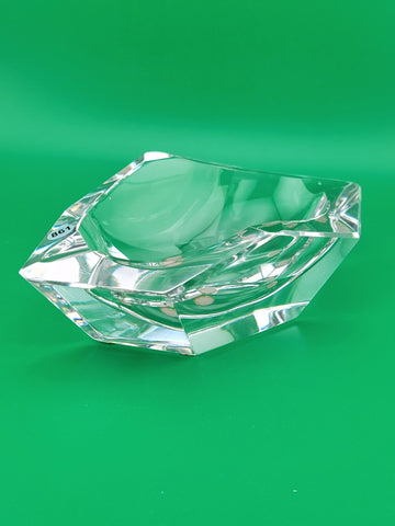 Fabulous 7” Val St Lambert Heavy Lead Crystal Amadis Faceted Octagon Ashtray