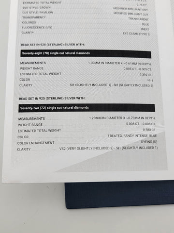 Gorgeous Set Of Natural Blue Topaz & Natural Cut Diamonds Earings W Certificate