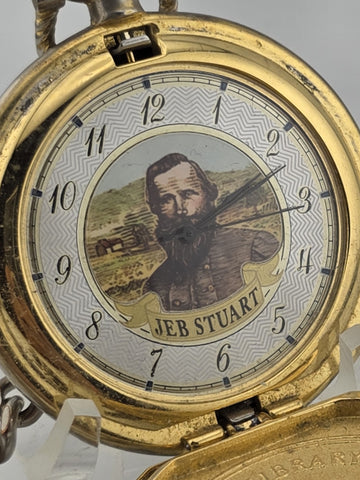 Vintage JEB Stewart Pocket Watch Franklin Mint Civil War Library & Museum. Works