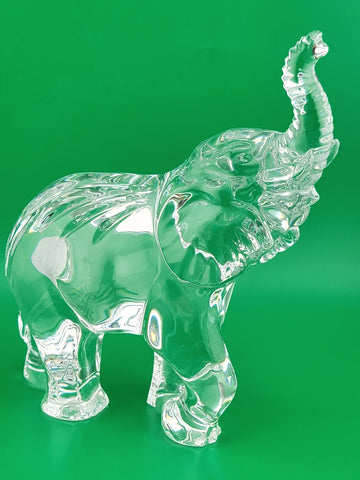 Set Of 2 Waterford Crystal Elephant Paperweights. Mother And Child. VG Cond.