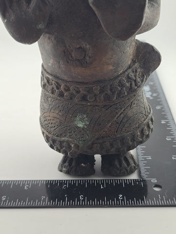 Vintage 1940's African Bronze Figure Rare Benin Style Tribal Bronze Sculpture 9”