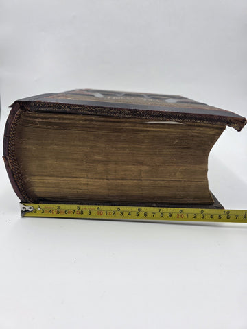 Antique 19th C Victorian Holy Bible 2000 Illustrations Embossed Leather Bible