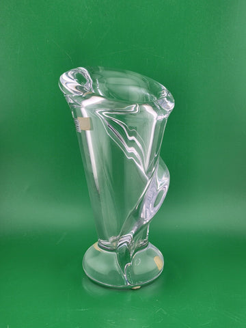 VINTAGE MCM ART VANNES LE CHATEL CALLA LILY VASE 7" CLEAR FRENCH ART GLASS