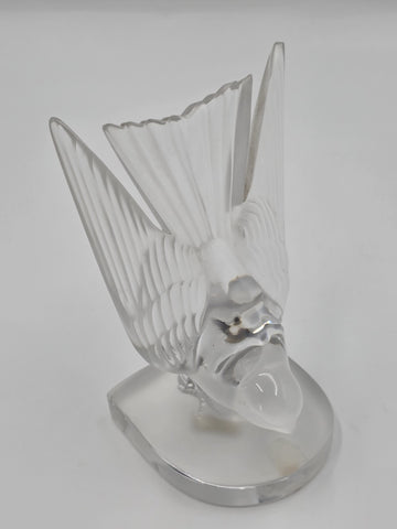 Vintage Lalique Crystal Deaux Hirondelles Swallows Paperweight Bookend Signed