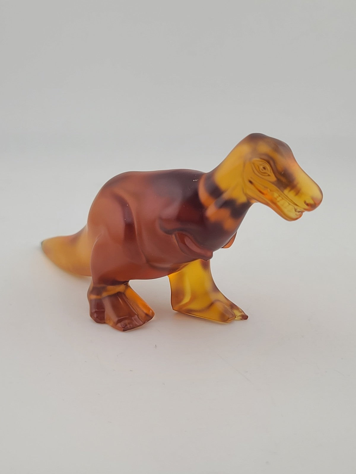 Rare Royales de Champagne Crystal Dinosaur T-Rex Figurine Amber Art Glass France