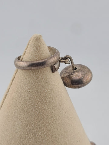 Unique Set Of Sterling Silver Beaded Bracelet & Ring 925 Toggle Clasp w/ Charm