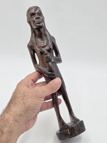 Set Of 3 Vintage Hand Carved Kenyan African Wood Tribal Figures Maasai Sculpture