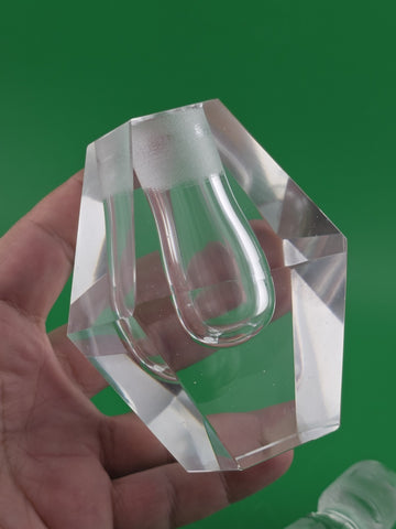 GORGEOUS ELEGANT LARGE ART DECO FACETED CRYSTAL PERFUME PERFUME/SCENT BOTTLE.