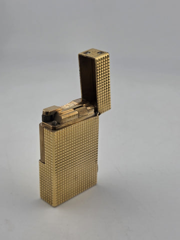 Vtg Authentic St Dupont France Gold Plated Ligne 1 Lighter W 2 Diamond Studs.