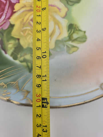 Antique RM Bavaria Hand Painted Roses Porcelain Plate Art Nouveau German C 1900.
