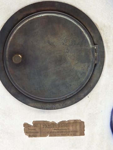 1889 WATERBURY Parlor No.98 Victorian Cobalt Blue Porcelain Ceramic Mantel Clock