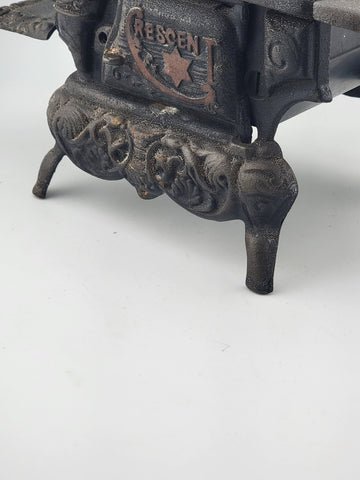 Antique Collectible Crescent Miniature Toy Cast Iron Stove Salesman Sample.