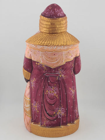 Ded Moroz Russian Hand Carved Wooden Santa Figurine Sergiyev Posad. Fluorescent.