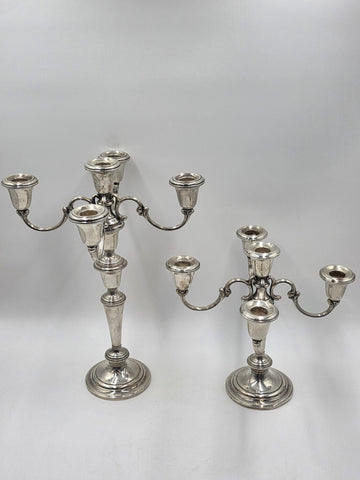 Antique Pair Of 1920's Gorham Sterling Silver Candelabra 5 Candle Holders. #638.