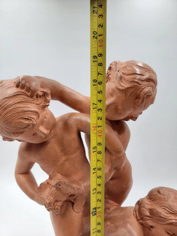 French Terracotta Group of Cherubs After Clodion Bacchanal (1738–1814). 19 Inch.
