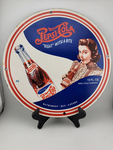 RARE VINTAGE PEPSI-COLA PORCELAIN GASOLINE STATION BOTTLE BEVERAGE SIGN A & W