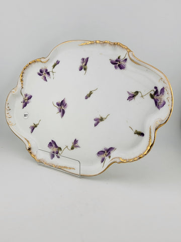 Vintage A. Klingenberg & C. Dwenger Coiffe ~Violet Limoges Serving Tray ca 1900