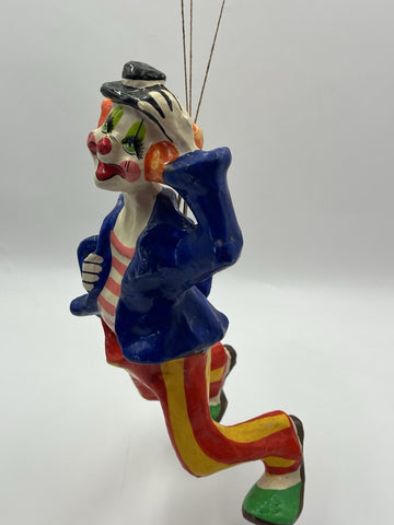 Vintage Unbranded Paper Mache Hanging Circus Clown w/ 3 Balloons