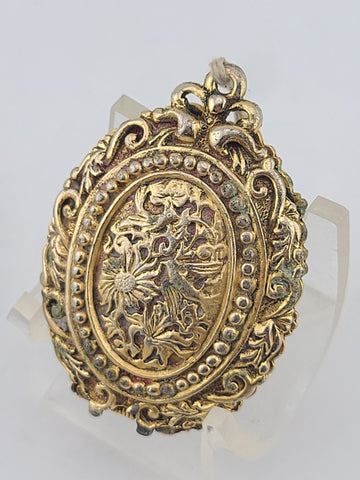 Rare Antique 19th C Victorian Glass Cameo Locket & Hair Pin Gilt Brass Classical