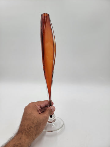 Tom Anderson Glasshouse Studio Seattle Art Glass Pedestal Bud Vase Signed. 14 In