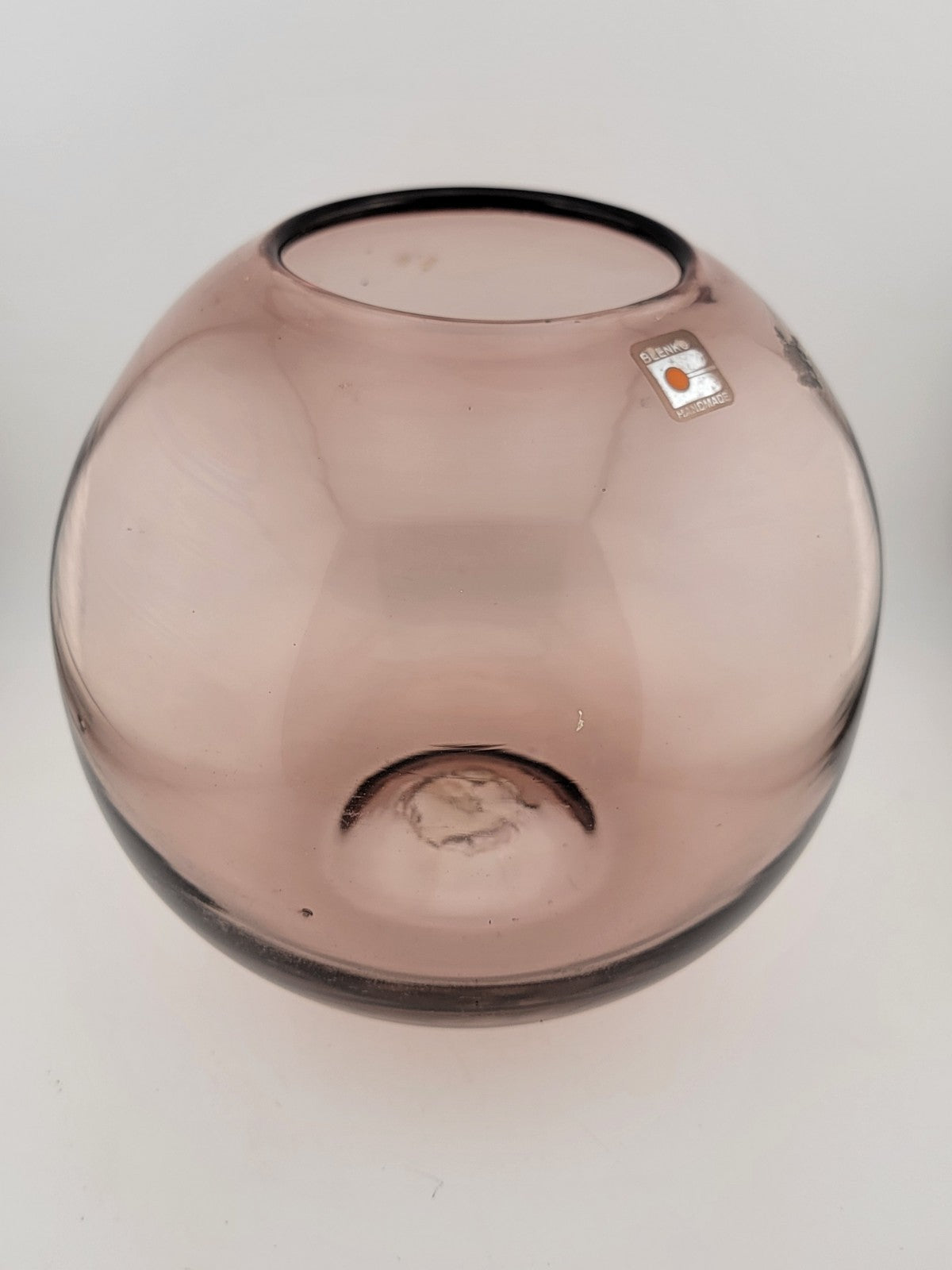 BLENKO Art Glass Round Ball Jar/Vase PURPLE AMETHYST FISH BOWL Style (Heavy)