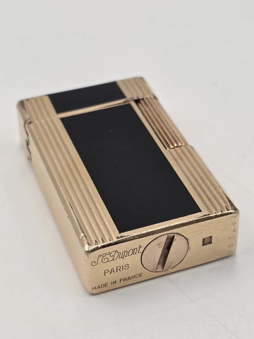 Rare Vintage ST Dupont Paris Gold Plate Black Lacquer Lighter & Cigar Cutter