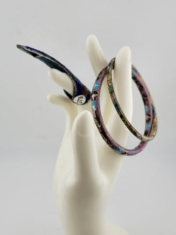 Vintage Elegent Set Of Cloisonne Accessories 2 Bracelets, Necklace & Nail Guard.